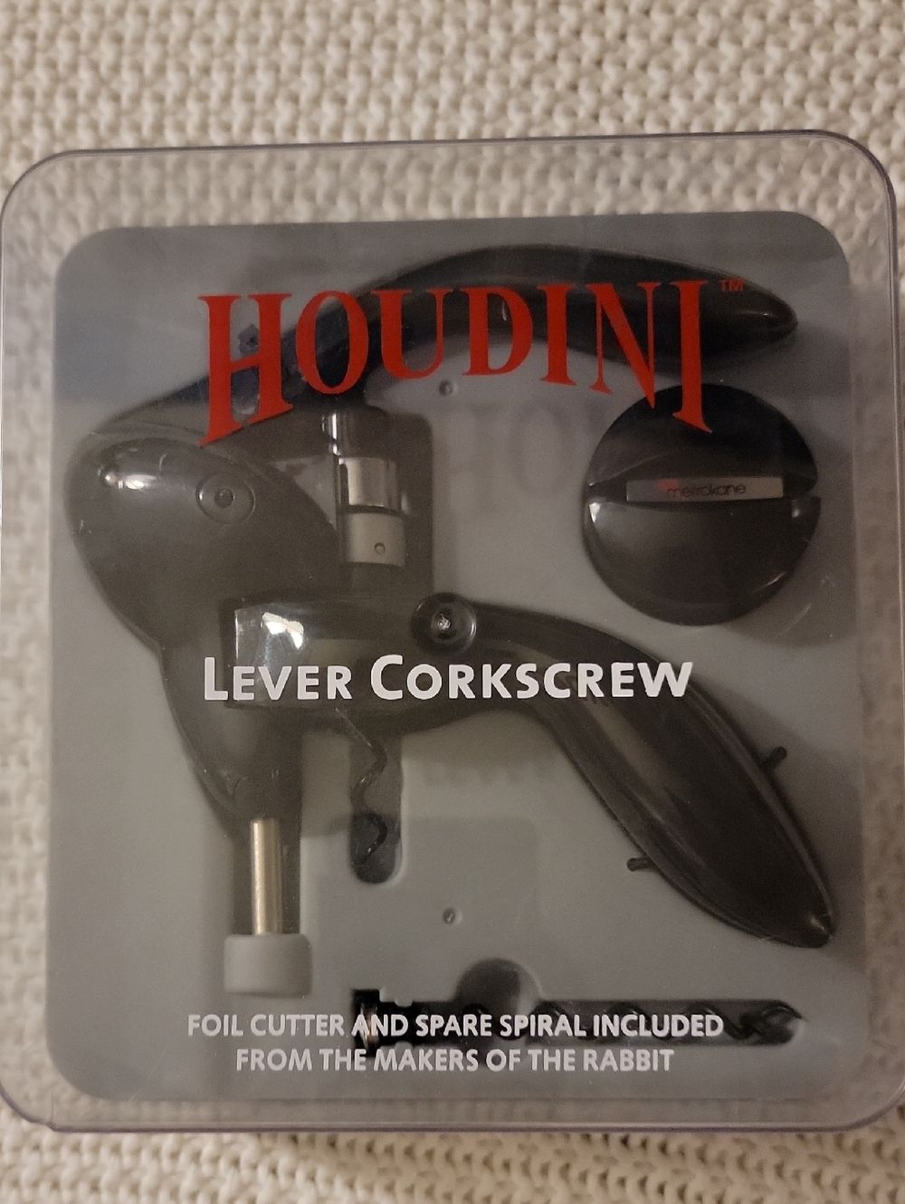 Houdini Lever Corkscrew Foil Cutter And Spare Spiral Included
